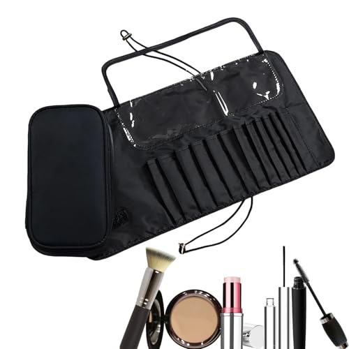 Make-up-Pinsel-Organizer für Reisen - Kosmetikbeutelorganisator, Bürstentasche für Roll-up-Pinsel, tragbar, wasserdicht, Make-up-Pinseletui, Schwarz , riferimento alla descrizione, Siehe von Generic