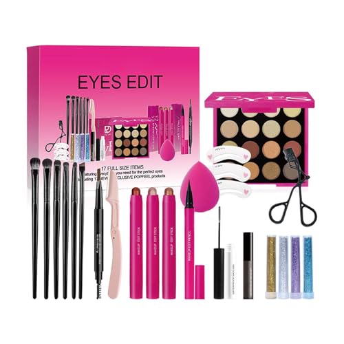 Make-up-Set für Anfänger, Make-up-Set, Augen-Make-up-Set – inklusive Lidschatten-Palette, Mascara, Augenbrauen-Stempel-Schablone, C-Schablone von Generic