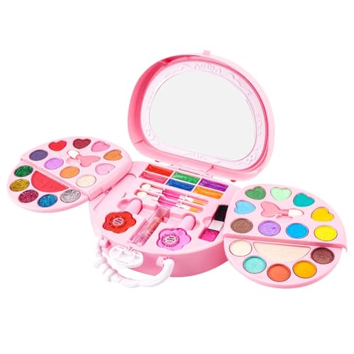 Make-up-Sets für Mädchen, Make-up-Set für | Prinzessinnen-Make-up-Sets Waschbare Kosmetiksets, rosa Schönheitsset, tragbares und sicheres Make-up-Spielzeug für Kleinkinder von Generic