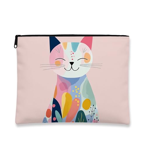 Make-up-Tasche, Katze, bunte Reisetasche für Frauen, tragbarer Organizer aus Segeltuch mit Reißverschluss, perfektes Geschenk für Tierliebhaber, pfirsich, 7x9 Inch, Katze von Generic
