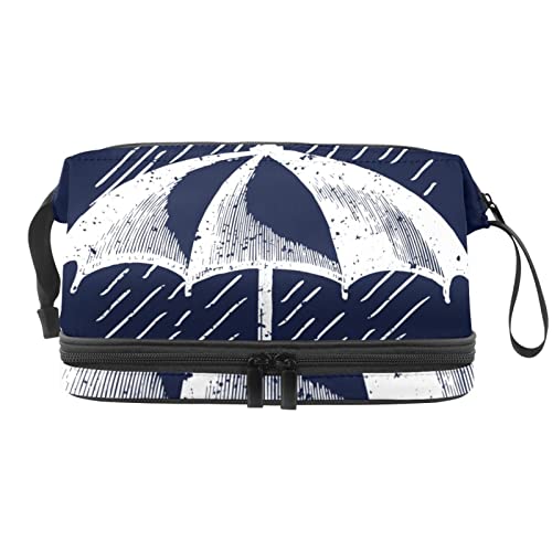 Make-up-Tasche, große Kapazität, Reise-Kosmetiktasche, weißer Regenschirm in Regen-01, Mehrfarbig, 27x15x14 cm/10.6x5.9x5.5 in von Generic