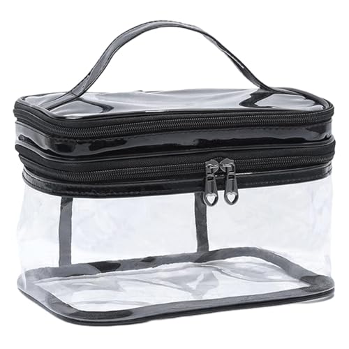 Make-up-Tasche, transparent, doppelt, wasserdicht, Organizer für Mädchen, Reise-Toilettenartikel, schwarz, Consulte la descripción, Siehe Beschreibung von Generic