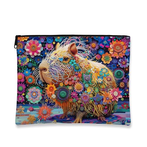 Make-up-Tasche, vibrierende Tiere, bunte Reise-Kosmetiktasche für Frauen, tragbarer Reise-Organizer aus Segeltuch mit Reißverschluss, für Festivals, verschiedene farben, 7x9 Inch, Tier von Generic