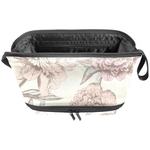 Make up Taschen für Damen,Kulturbeutel für Herren,Reise Kosmetiktasche,Retro Rosa Blumen Illustration von Generic