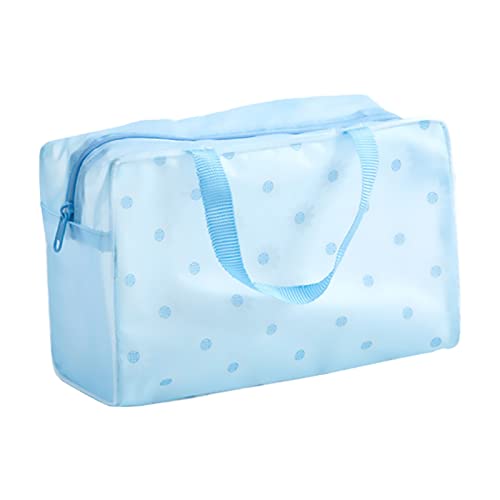 Make up doppellagige Kosmetiktasche Kulturtasche,Kulturbeutel Aufbewahrungstasche Reise Wander transparente Kosmetik Make up Tasche mit Reißverschluss Reise Damen Große Kapazität (Blue #1, One Size) von Generic