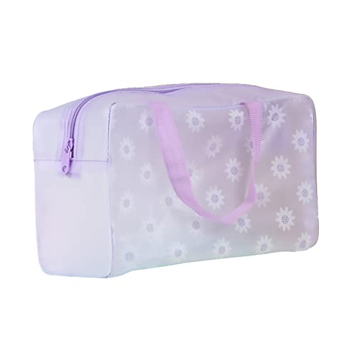 Make up doppellagige Kosmetiktasche Kulturtasche,Kulturbeutel Aufbewahrungstasche Reise Wander transparente Kosmetik Make up Tasche mit Reißverschluss Reise Damen Große Kapazität (Purple #1, One Size) von Generic