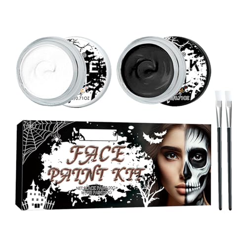 Make-up in Schwarz – Halloween-Make-up, Theater-Körperbemalung, Gesichts- und Körperbemalung mit Pinseln | Make-up-Set mit großer Kapazität, Vampir-Skelett-Make-up-Set von Generic