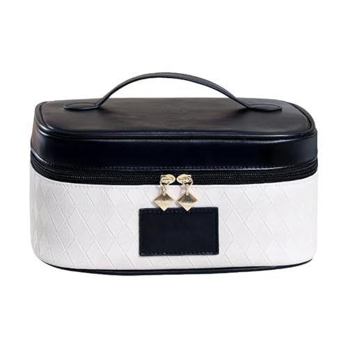 Make-up mit Reißverschluss – großes Make-up, Rautengitter, mehrere Fächer, PU-Leder, tragbares Make-up, vielseitige Toilette für Frauen und von Generic