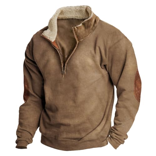 Male Sweatshirt mit Rundhals - Herren Pullover Einfarbig Strickpullover mit Rundhals Cosplay Kleidung Viertel-Reißverschluss Classic Basic Rundhals-Ausschnitt Freizeit & Beruf von Generic