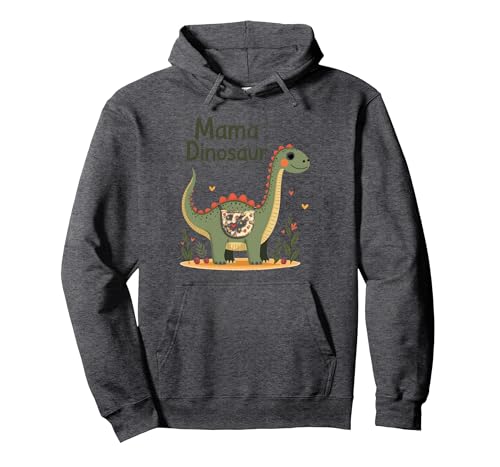Mama Dinosaurier: Niedliche prähistorische Mutterliebe Pullover Hoodie, Unisex für Erwachsene, Anthrazit Meliert, L von Generic