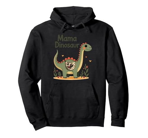 Mama Dinosaurier: Niedliche prähistorische Mutterliebe Pullover Hoodie, Unisex für Erwachsene, Schwarz, S von Generic