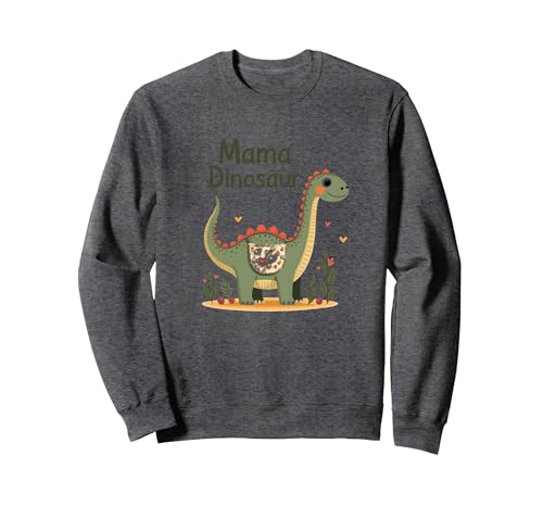 Mama Dinosaurier: Niedliche prähistorische Mutterliebe Sweatshirt, Unisex für Erwachsene, Anthrazit Meliert, M von Generic