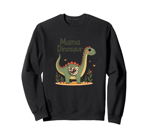 Mama Dinosaurier: Niedliche prähistorische Mutterliebe Sweatshirt, Unisex für Erwachsene, Schwarz, S von Generic
