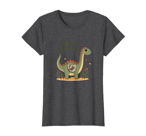 Mama Dinosaurier: Niedliche prähistorische Mutterliebe T-Shirt, Damen, Anthrazit Meliert, 3XL von Generic