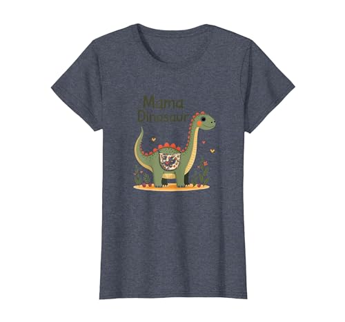 Mama Dinosaurier: Niedliche prähistorische Mutterliebe T-Shirt, Damen, Blau Meliert, 3XL von Generic