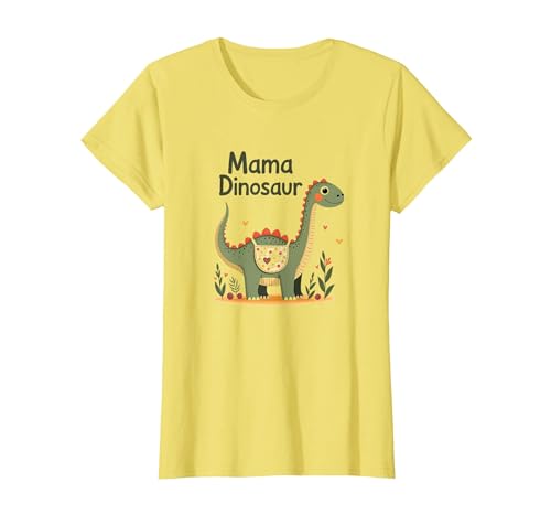 Mama Dinosaurier: Niedliche prähistorische Mutterliebe T-Shirt, Damen, Gelb, S von Generic
