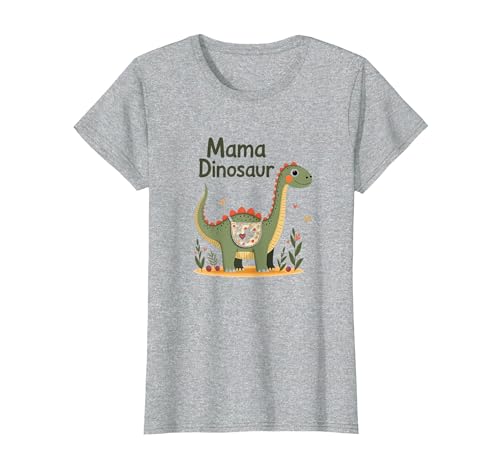 Mama Dinosaurier: Niedliche prähistorische Mutterliebe T-Shirt, Damen, Grau Meliert, XS von Generic