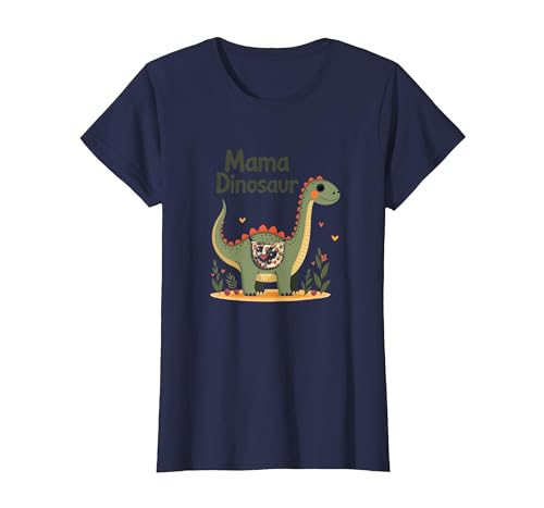 Mama Dinosaurier: Niedliche prähistorische Mutterliebe T-Shirt, Damen, Marineblau, XXL von Generic