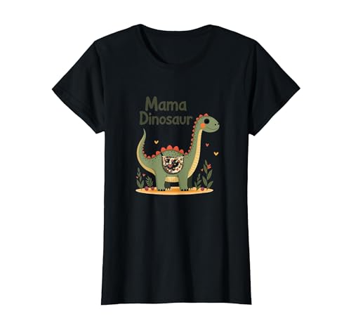 Mama Dinosaurier: Niedliche prähistorische Mutterliebe T-Shirt, Damen, Schwarz, 3XL von Generic