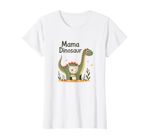 Mama Dinosaurier: Niedliche prähistorische Mutterliebe T-Shirt, Damen, Weiß, 3XL von Generic