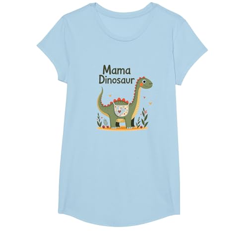 Mama Dinosaurier: Niedliche prähistorische Mutterliebe T-Shirt, Girls, Himmelblau, Mittel von Generic