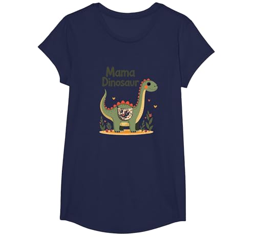 Mama Dinosaurier: Niedliche prähistorische Mutterliebe T-Shirt, Girls, Marineblau, S von Generic