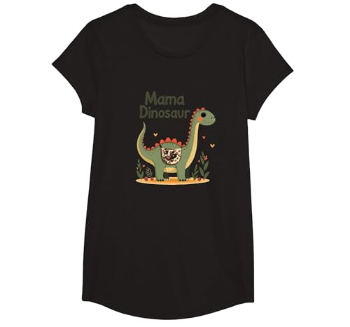 Mama Dinosaurier: Niedliche prähistorische Mutterliebe T-Shirt, Girls, Schwarz, S von Generic