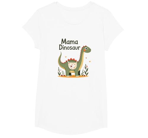 Mama Dinosaurier: Niedliche prähistorische Mutterliebe T-Shirt, Girls, Weiß, S von Generic
