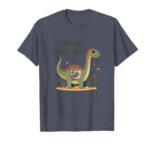 Mama Dinosaurier: Niedliche prähistorische Mutterliebe T-Shirt, Herren, Blau Meliert, L von Generic