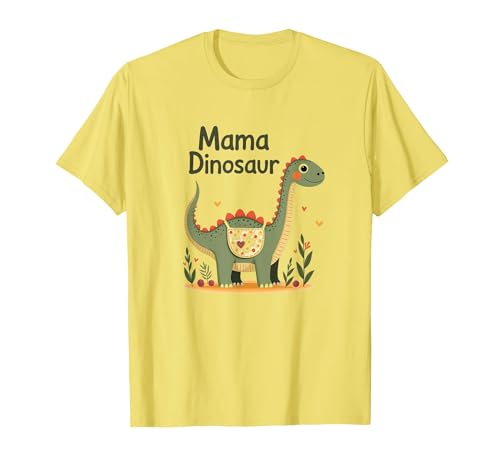 Mama Dinosaurier: Niedliche prähistorische Mutterliebe T-Shirt, Herren, Gelb, XXL von Generic