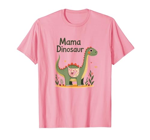 Mama Dinosaurier: Niedliche prähistorische Mutterliebe T-Shirt, Herren, Rosa, S von Generic
