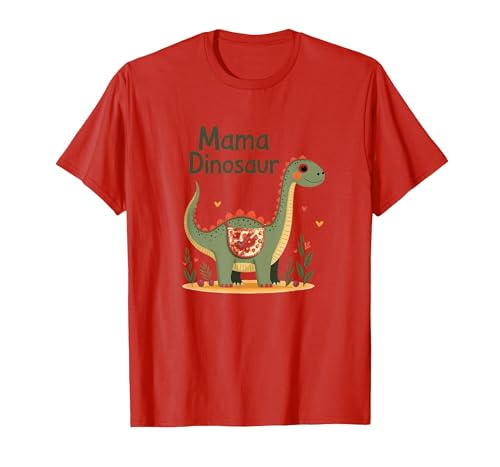 Mama Dinosaurier: Niedliche prähistorische Mutterliebe T-Shirt, Herren, Rot, S von Generic