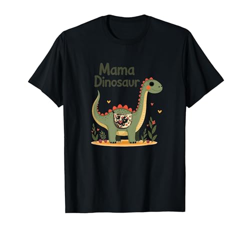 Mama Dinosaurier: Niedliche prähistorische Mutterliebe T-Shirt, Herren, Schwarz, XXL von Generic