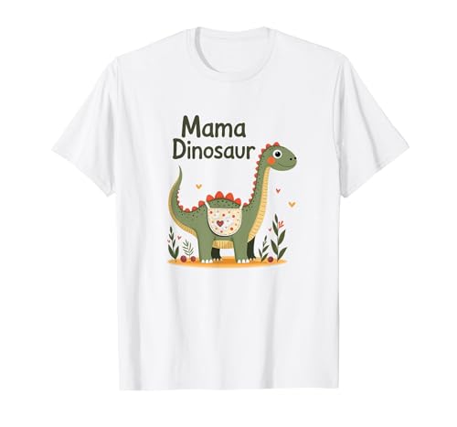 Mama Dinosaurier: Niedliche prähistorische Mutterliebe T-Shirt, Herren, Weiß, S von Generic