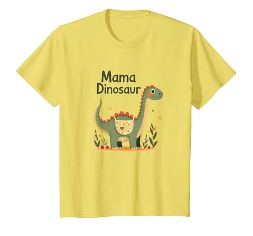 Mama Dinosaurier: Niedliche prähistorische Mutterliebe T-Shirt, Kinder, Gelb, 92 von Generic