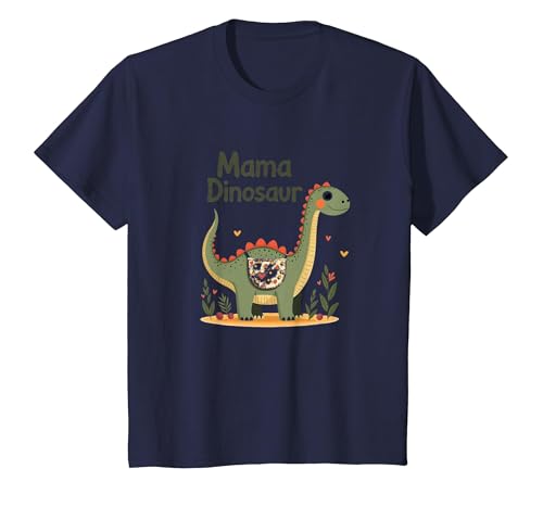 Mama Dinosaurier: Niedliche prähistorische Mutterliebe T-Shirt, Kinder, Marineblau, 116 von Generic