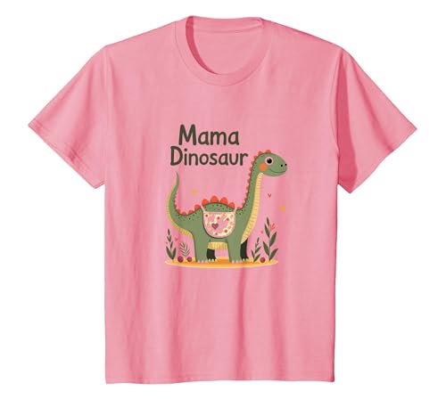Mama Dinosaurier: Niedliche prähistorische Mutterliebe T-Shirt, Kinder, Rosa, 140 von Generic