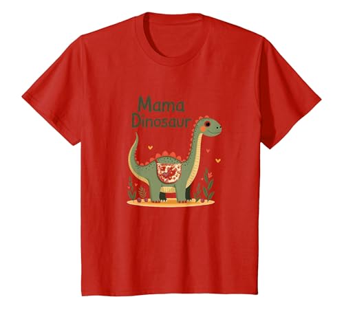 Mama Dinosaurier: Niedliche prähistorische Mutterliebe T-Shirt, Kinder, Rot, 116 von Generic