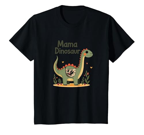 Mama Dinosaurier: Niedliche prähistorische Mutterliebe T-Shirt, Kinder, Schwarz, 152 von Generic