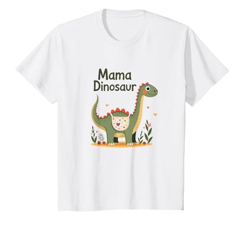 Mama Dinosaurier: Niedliche prähistorische Mutterliebe T-Shirt, Kinder, Weiß, 92 von Generic