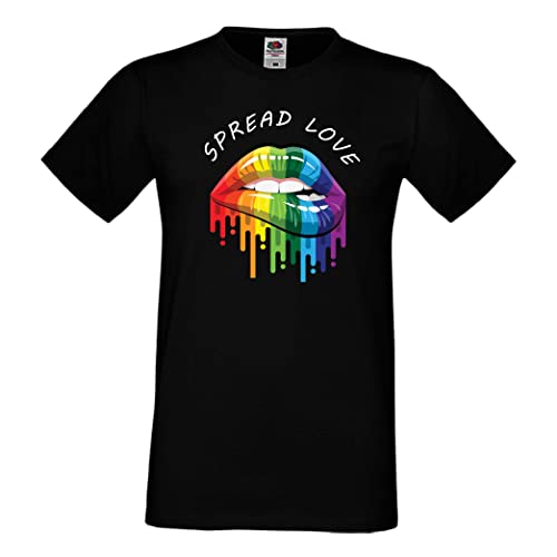 Man T-Shirt Gay Homosexual Pride Lesbian Bi LGBT Transgender Queer Spread Love, Black, XL von Generic