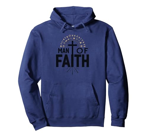 Man of Faith Religiöses Andachtskreuz für Männer Pullover Hoodie, Unisex für Erwachsene, Marineblau, XL von Generic