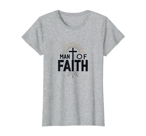 Man of Faith Religiöses Andachtskreuz für Männer T-Shirt, Damen, Grau Meliert, XS Man of Faith Religiöses Andachtskreuz für Männer T-Shirt, Damen, Grau Meliert, XS von Generic
