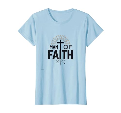 Man of Faith Religiöses Andachtskreuz für Männer T-Shirt, Damen, Himmelblau, XS Man of Faith Religiöses Andachtskreuz für Männer T-Shirt, Damen, Himmelblau, XS von Generic