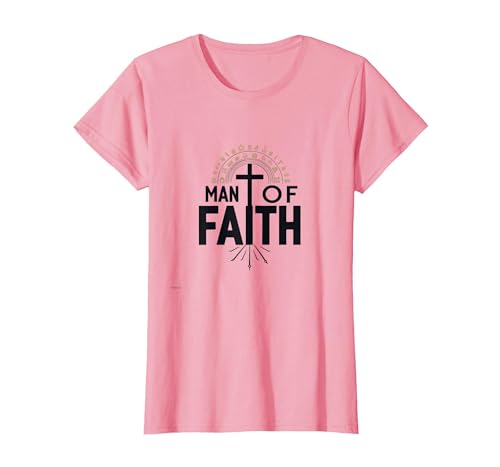 Man of Faith Religiöses Andachtskreuz für Männer T-Shirt, Damen, Rosa, XS Man of Faith Religiöses Andachtskreuz für Männer T-Shirt, Damen, Rosa, XS von Generic