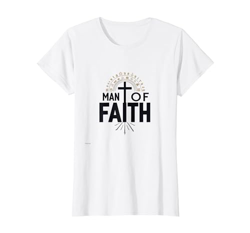 Man of Faith Religiöses Andachtskreuz für Männer T-Shirt, Damen, Weiß, XS Man of Faith Religiöses Andachtskreuz für Männer T-Shirt, Damen, Weiß, XS von Generic