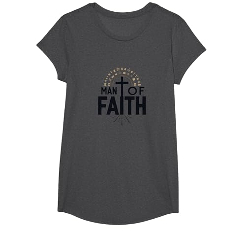 Man of Faith Religiöses Andachtskreuz für Männer T-Shirt, Girls, Anthrazit Meliert, XS Man of Faith Religiöses Andachtskreuz für Männer T-Shirt, Girls, Anthrazit Meliert, XS von Generic