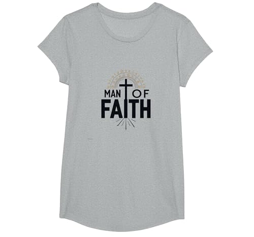 Man of Faith Religiöses Andachtskreuz für Männer T-Shirt, Girls, Grau Meliert, XS Man of Faith Religiöses Andachtskreuz für Männer T-Shirt, Girls, Grau Meliert, XS von Generic