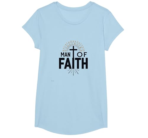 Man of Faith Religiöses Andachtskreuz für Männer T-Shirt, Girls, Himmelblau, XS Man of Faith Religiöses Andachtskreuz für Männer T-Shirt, Girls, Himmelblau, XS von Generic