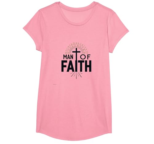 Man of Faith Religiöses Andachtskreuz für Männer T-Shirt, Girls, Rosa, XS Man of Faith Religiöses Andachtskreuz für Männer T-Shirt, Girls, Rosa, XS von Generic